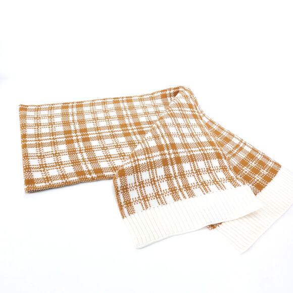 Timberland Buffalo Plaid Winter Scarf - Brown/Cream - NWT - Picture 3 of 8